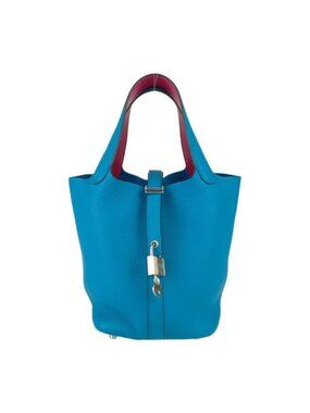 Hermes Handbag Picotin Lock PM Eclat Blue Frida Rose Mexico Silver Hardware